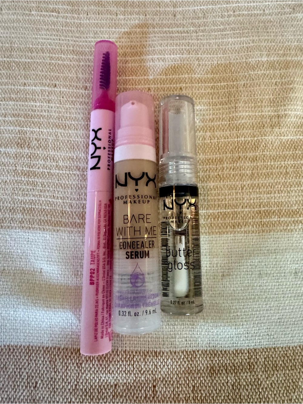 NYX Pink Dual Brow & Mascara Tool with Concealer Serum and Clear Butter Gloss